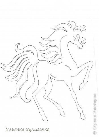 Трафарет лошади на окно