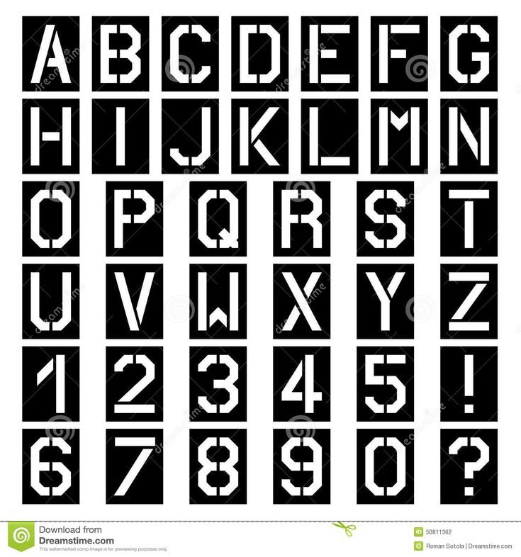 Трафаретный шрифт буквы