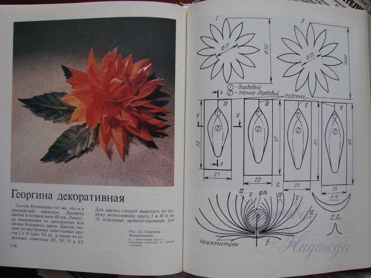 Лист георгина выкройка