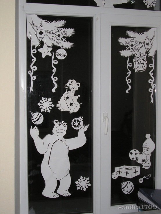 Сюжеты для украшения окон к новому году