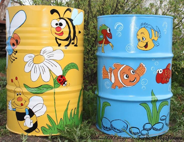 Разрисованные бочки для сада