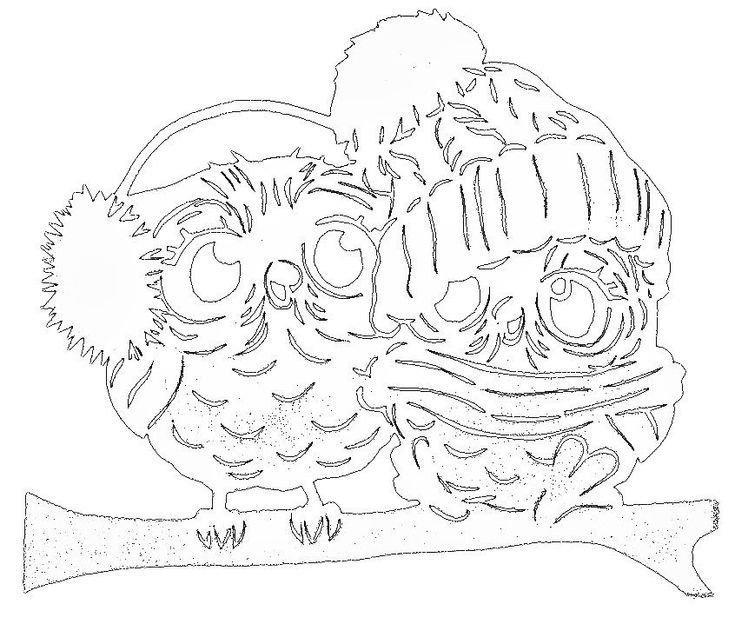 Новогодние трафареты на окна Совы