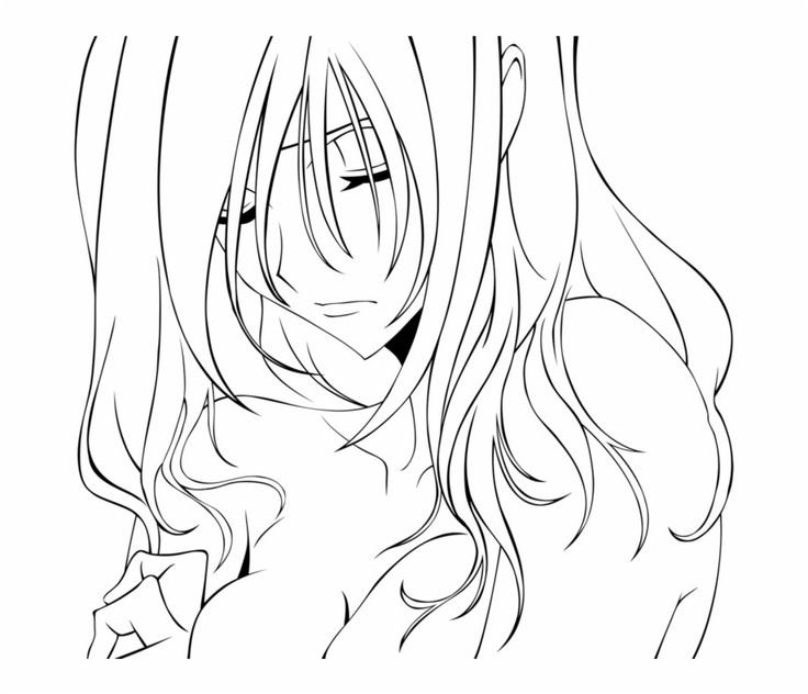 Раскраски аниме с длинными волосами