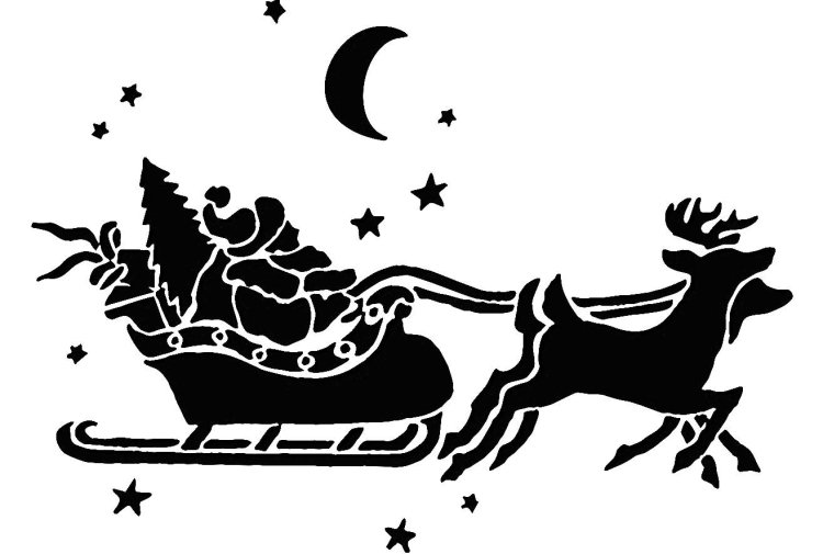 Сани Деда Мороза трафарет