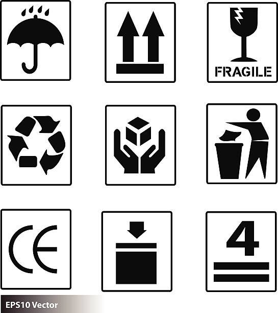 Значки на коробках для транспортировки