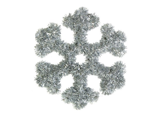 Снежинка из мишуры на стену