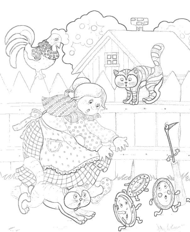 Иллюстрации Федорино горе Чуковский раскраска