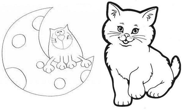 Трафарет котика для рисования