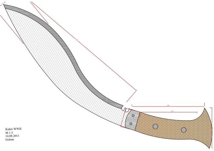 Мачете нож кукри чертеж