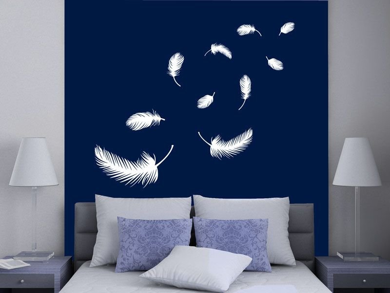 Декор синие стены трафарет