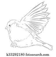 Снегирь в полете трафарет