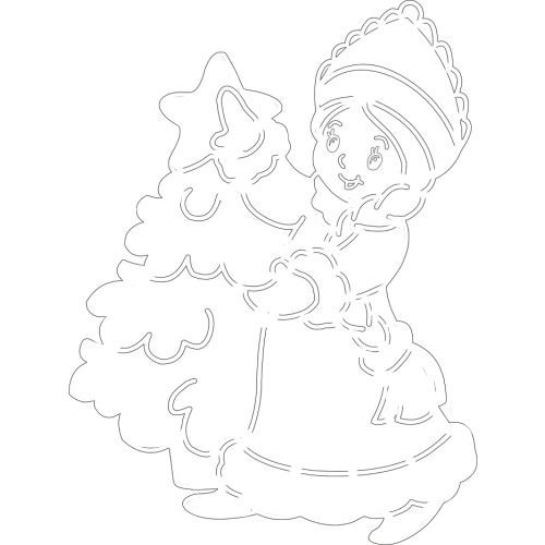 Трафареты на окна на новый год Снегурочка