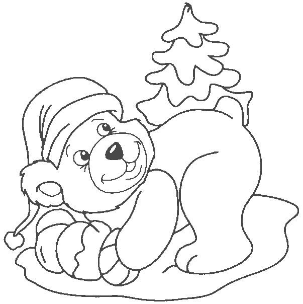 Новогодняя раскраска (мишка)