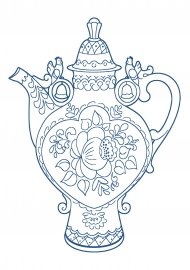 Разукрашка посуда Гжель