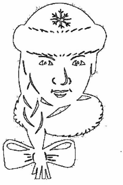 Лицо Снегурочки трафарет для вырезания
