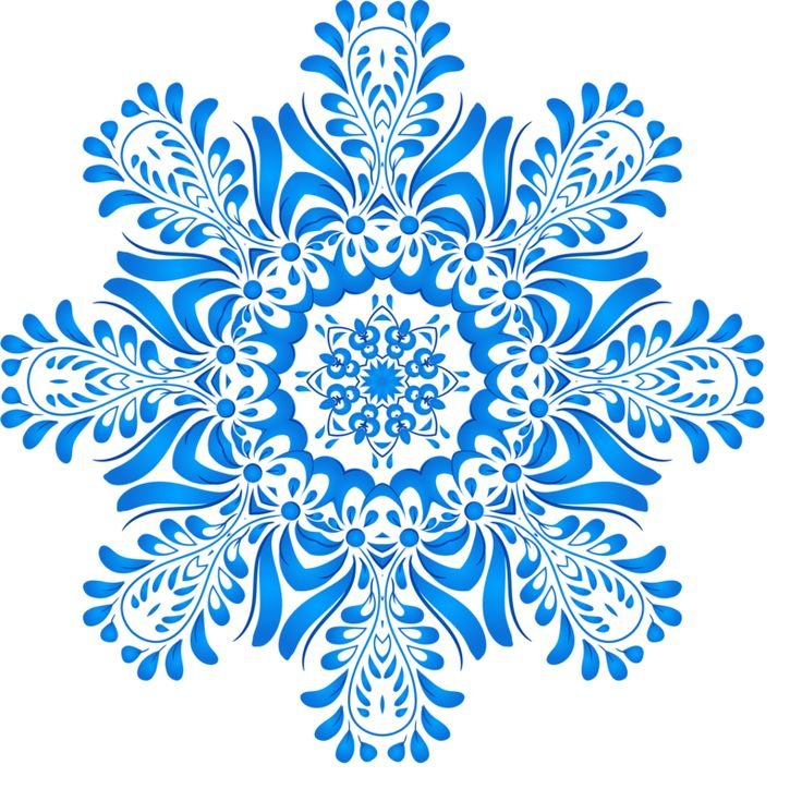 Снежинки в стиле гжельской росписи