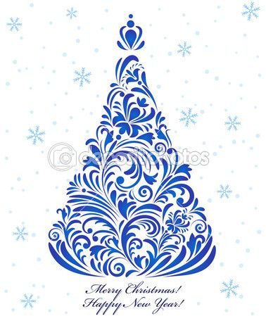 Новогодняя елка в стиле Гжель