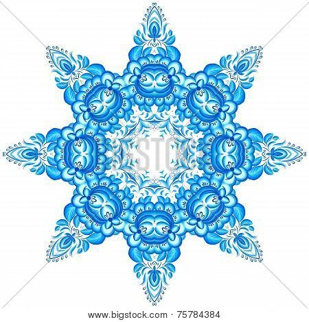 Снежинки в стиле гжельской росписи