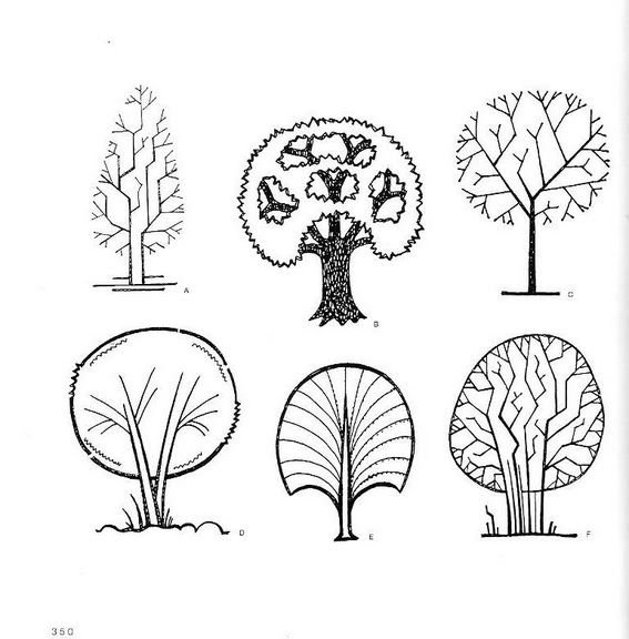 Стилизованные деревья в графике