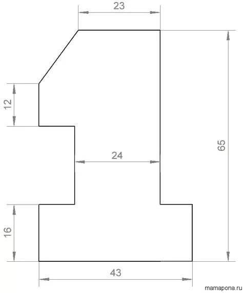 Цифра 1 из картона Размеры