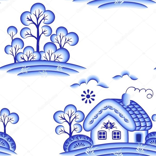 Домик зимний в стиле Гжель