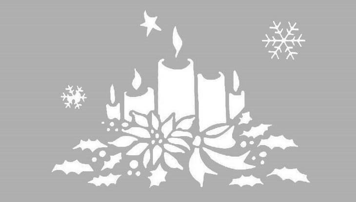 Трафарет на окно новый год свечи