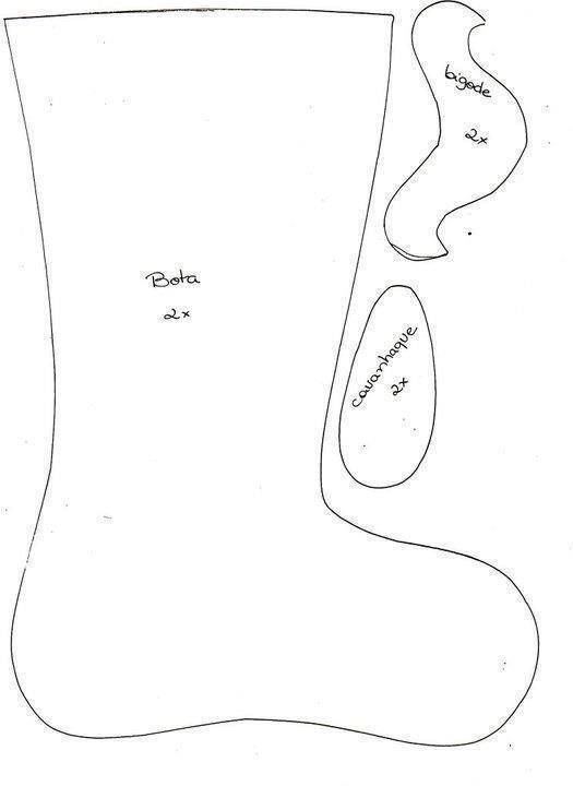 Выкройка носка для подарков Санта Клауса