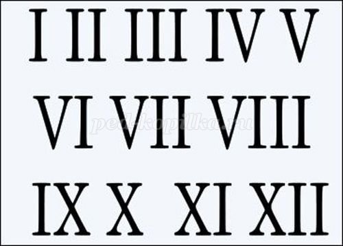 Римские цифры до12 от 1 до 12