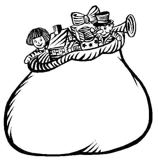 Мешок с подарками раскраска