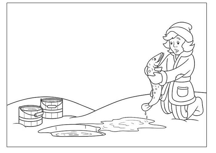 Раскраски. Сказка по-щучьему веленью для детей