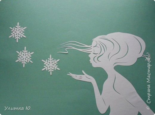 Вытынанка девушка зима на окно