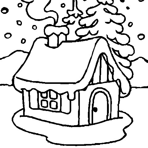 Новогодний домик рисунок