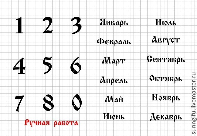 Название месяцев трафарет