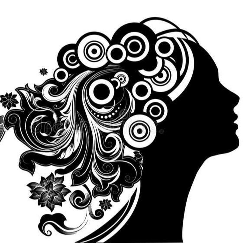 Силуэт лица девушки с волосами