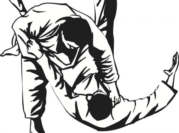 Дзюдо силуэты борцов