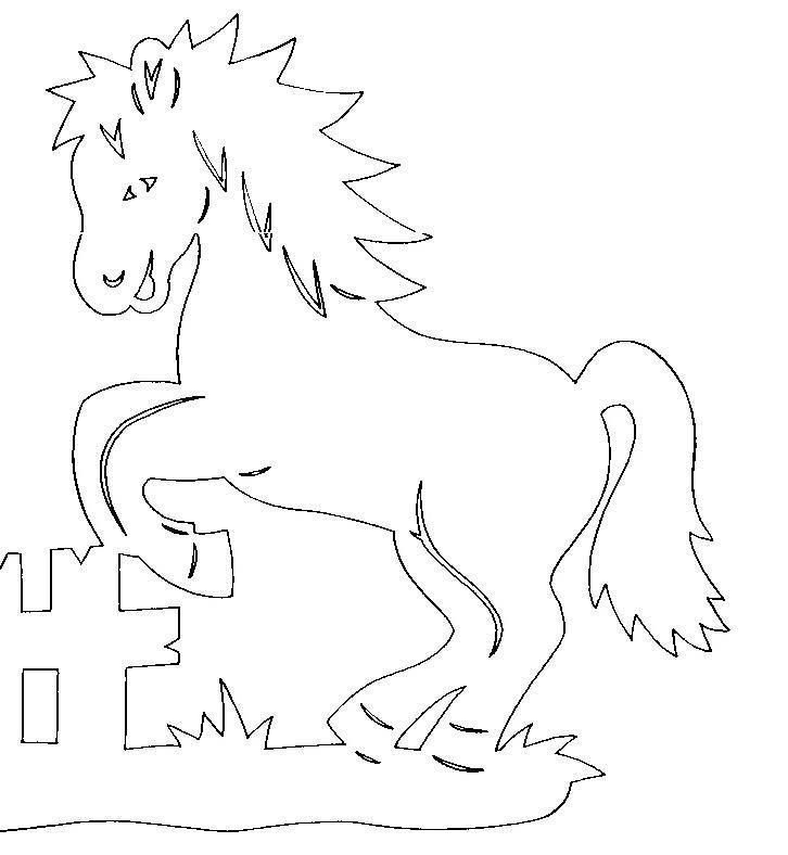 Трафарет лошади на окно