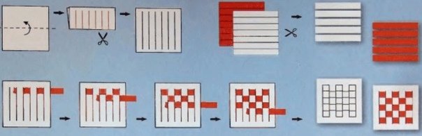 Поэтапное плетение коврика из бумаги