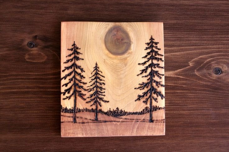 Выжигание по дереву лес