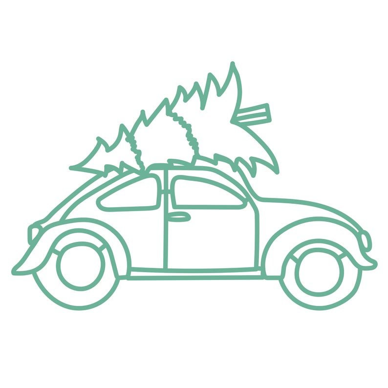 Машинка с елкой трафарет