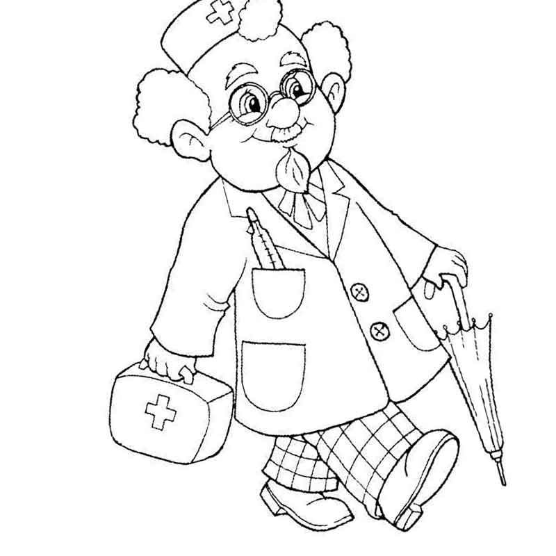 Айболит раскраска для детей