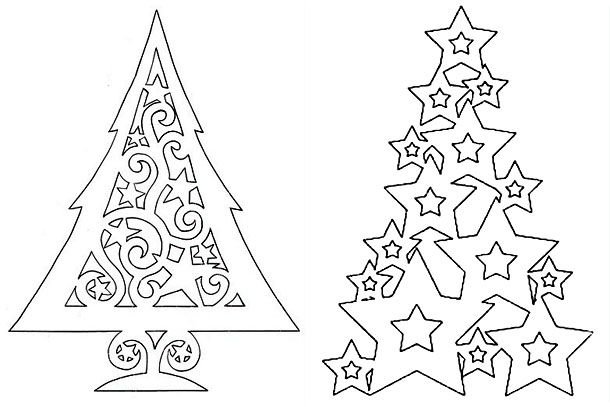 Трафарет елки для вырезания