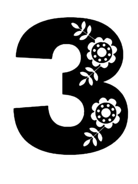 Цифра 3 трафарет