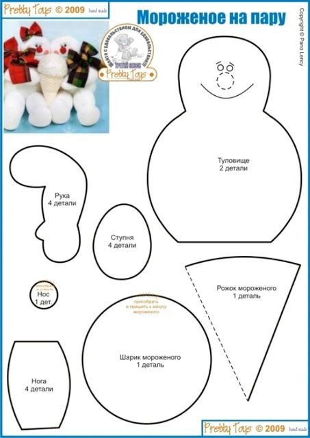 Ёлочные игрушки своими руками снеговика из фетра выкройки