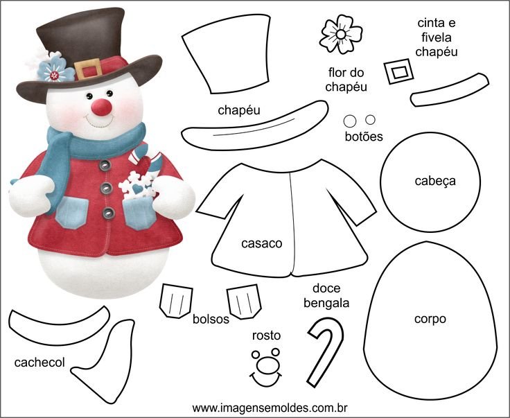 Елочные игрушки из фетра выкройки Снеговик