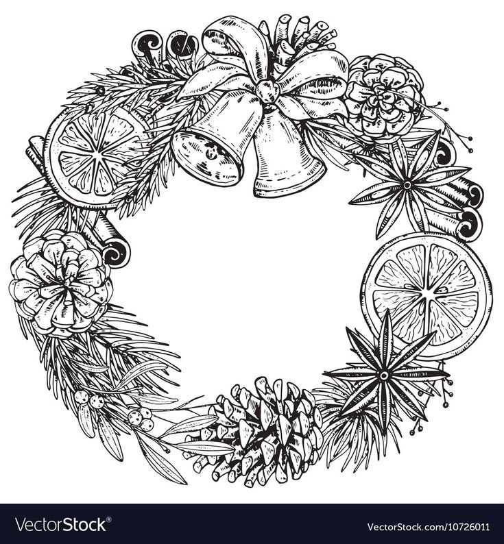 Новогодний венок эскиз