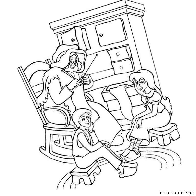 Кай и Герда Снежная Королева раскраска