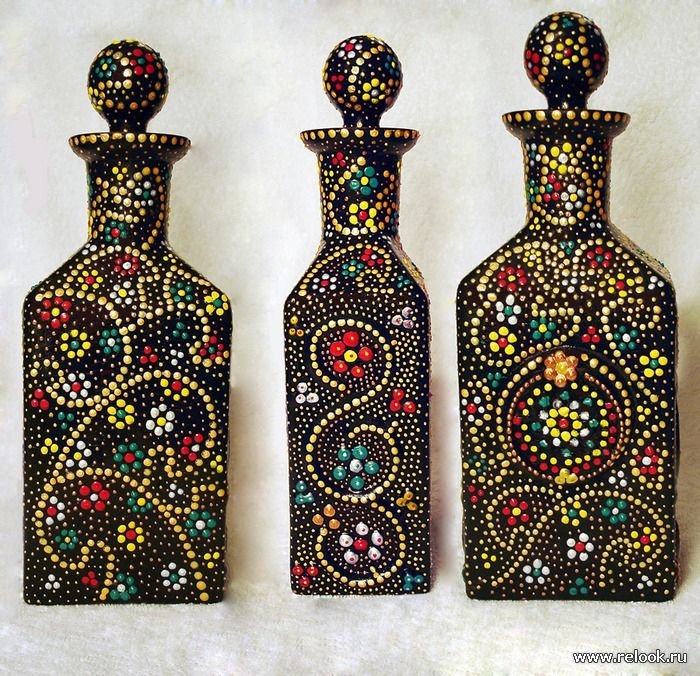 Точечная роспись бутылок