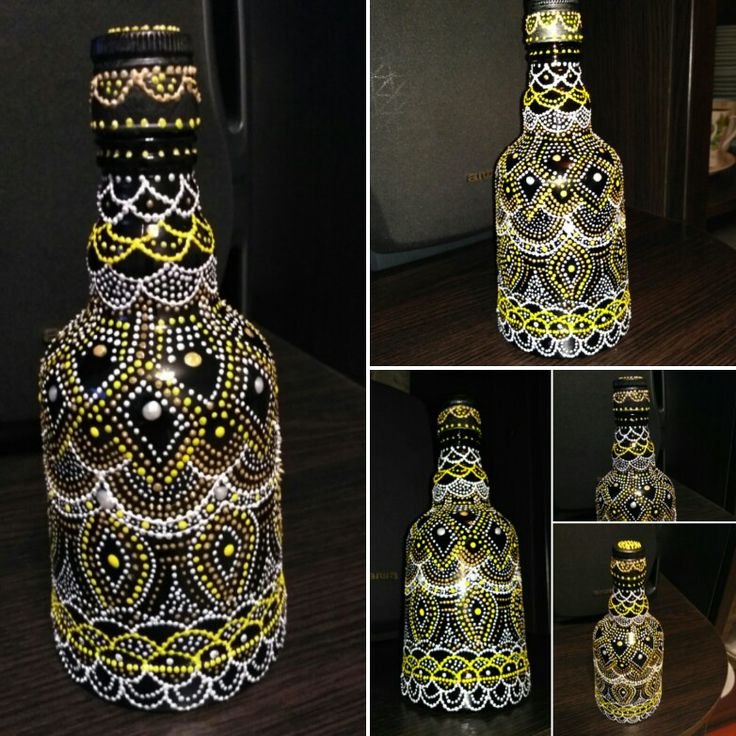 Роспись бутылок точечной росписью