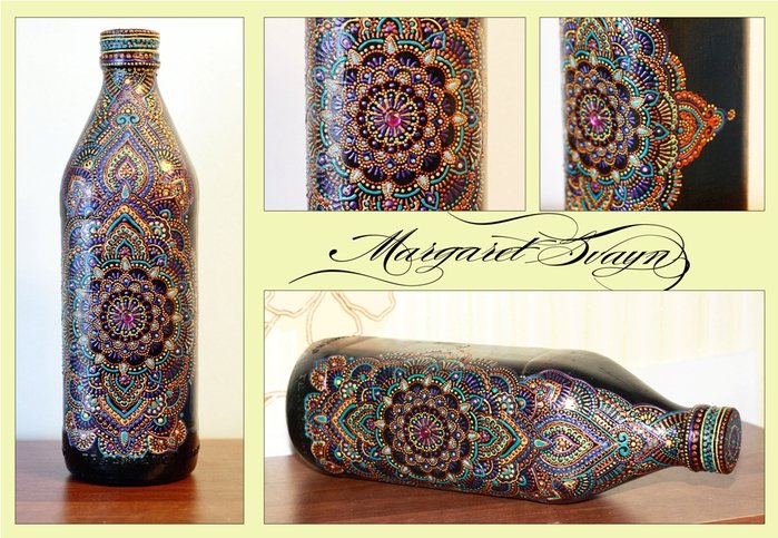 Точечная роспись контурами бутылок