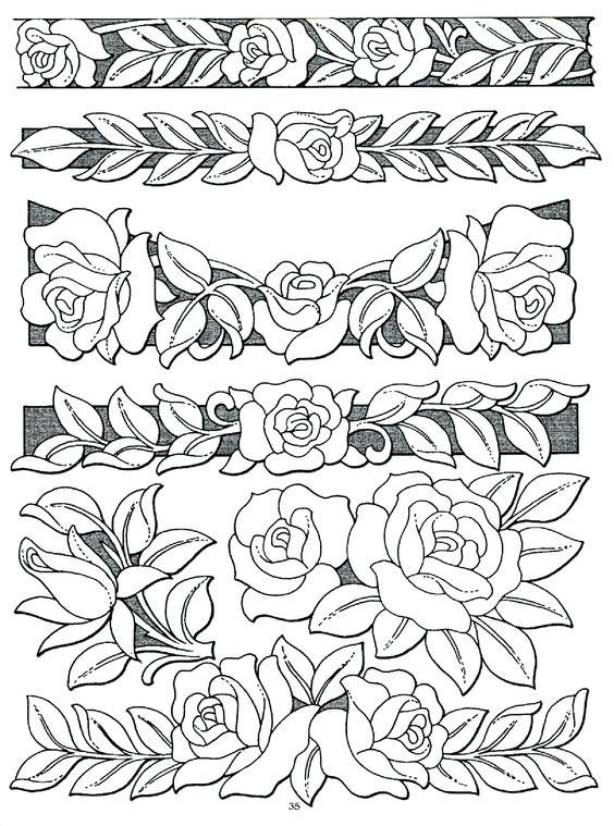 Цветочный орнамент в полосе